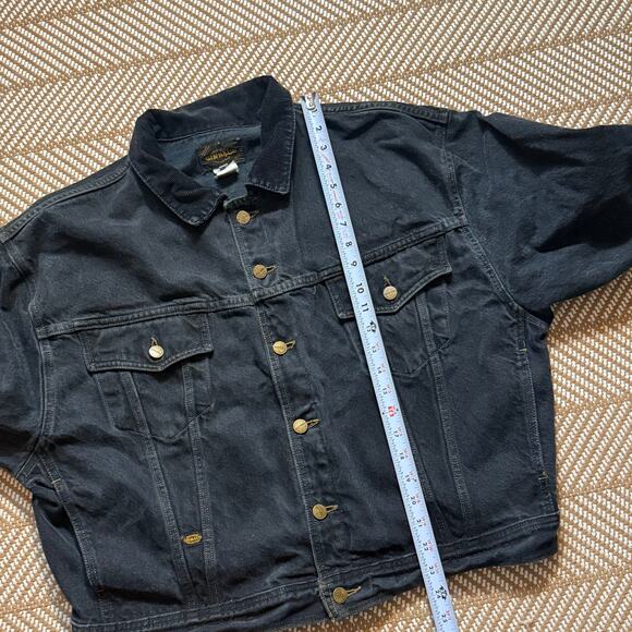 Marithe Francois Girbuad Faded Black Denim Trucker Jacket Sz M Corduroy Collar - Picture 8 of 8